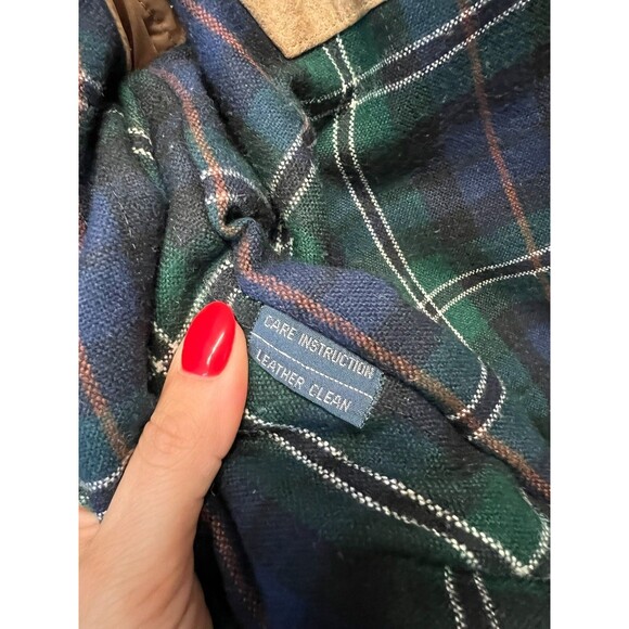 Men's Vintage Crew Tan Pig Suede Leather Plaid Lined Bomber Jacket Size 46 - Picture 15 of 16